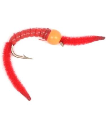 San Juan Worm Power Bead Trout Nymph Fly - Orange & Red V-Rib Hook Size 12 - Set of 6 Wet Flies - Buy Online on GoSupps.com