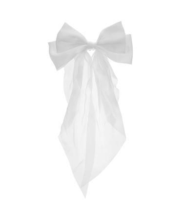 MAGICLULU Bow Spring Clip Hair Accessories for Bride 90s Hair Bow Barrettes Bow Barrettes Girl Hair Clips Ribbon Hair Clip Hair Pin Tiara Women Hair Decoration Fabric White Bow Tie
