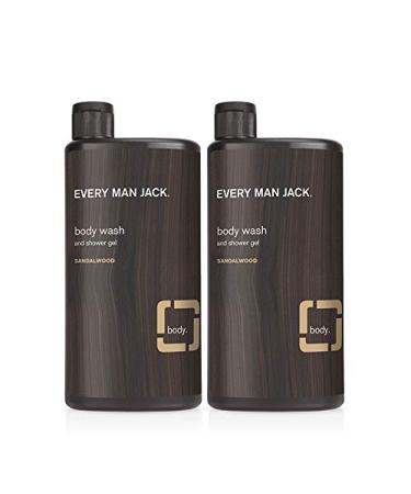 Every Man Jack Men's Body Wash Twin Pack - Sandalwood | 16.9-ounce - 2 Bottles Included | Naturally Derived Parabens-free Dye-free and Certified Cruelty Free