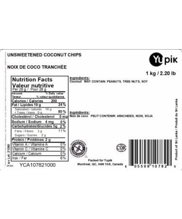 Yupik Unsweetened Coconut Chips 1 kg Gluten-Free Kosher Vegan Dried Flakes Shredded Coconut Shavings No Added Sugar Oil-Free Source of Fiber Healthy Snacks Ideal for Baking & Topping - Buy Online on GoSupps.com