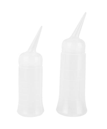 Minkissy Hair Dye Tools 2pcs Plastic Applicator Bottles with Angle Tip Empty Scale Applicator Bottles Squeeze for Hair Salon Coloring Dyeing Size S L Vessel Tools
