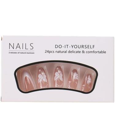 24Pcs/Set Press On Nails Long Fake Nails With White Butterfly Star Pattern False Nails Acrylic Fake Nails Full Cover Nails Tips Artificial Finger Manicure Press on nails for Women and Girls - Buy Online on GoSupps.com