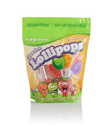 Xyloburst Sugar-Free Lollipops with Xylitol Assorted Flavors Approximately 25 Lollipops (9.3 oz)