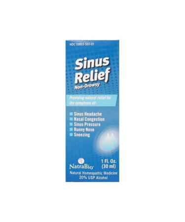 NatraBio Sinus Relief Homeopathic Drops | Temporary Relief from Sinus Headache & Pressure Congestion Sneezing & Runny Nose | Non-Drowsy | 1oz