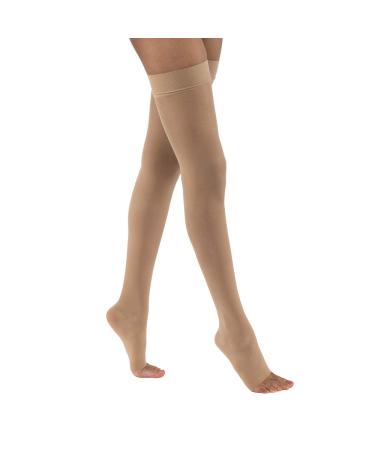 JOBST UltraSheer Thigh High with Silicone Dot Top Band 30-40 mmHg Compression Stockings Open Toe Medium Natural Natural Medium