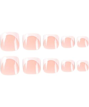 24Pieces Fake French Toe Nails Set Press On Short Square Kits Wearable False Nails Fashion Feet Tips Art False Nails Toe Nails Flat Shape Wearable Nails - Buy Online on GoSupps.com