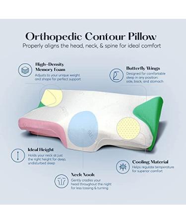 SUTERA Contour Memory Foam Pillow - Orthopedic Cervical Support for Neck, Shoulder and Back Pain Relief - Ergonomic Pillow for all Sleepers - Washable Cover Included - Buy Online on GoSupps.com