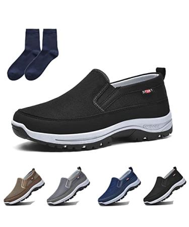 LELEBEAR Breathable Orthopedic Travel Plimsolls Men's Orthopedic Travel Shoes Breathable Comfortable Casual Travel Shoes 7.5 Black