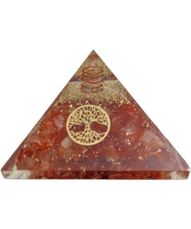 Carnelian Crystal Orgone Pyramid - Tree of Life Design | Handmade for Positive Energy Balance | Reiki Charged - Buy Online on GoSupps.com