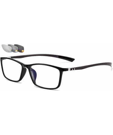 Protection glasses of high-resolution reading glasses with color change made of resin frame made of carbon fiber anti-fatigue anti-radiation diopters +1.00 to +3.00 black blue +1.50 (color: Black Silver Si 2.5 Black Silver