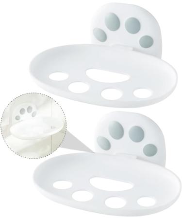 Ciieeo 2 Pcs Box Soap Box Plastic Soap Draining Dish Hygiene Bar Soap Holder Bath Soap Holder Storage Rack Shower Soap Holder Cat Soap Holder Decor Sponge Holder No Punching White - Buy Online on GoSupps.com