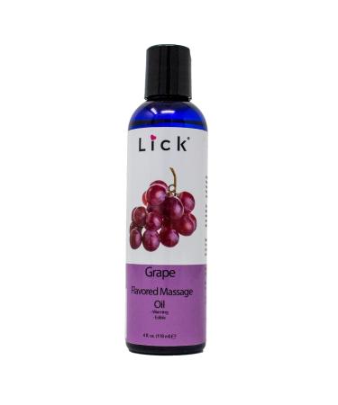 Lick Grape Flavored Edible Massage Oil Infused with Vitamin E Sweet Almond & Coconut Oil Skin & Body Safe Non-Sticky Vegan Portable Travel-Ready Bottle 4 oz