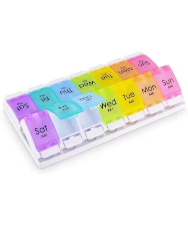 Weekly Pill Organizer 7 Day - Large AM PM Storage for Easy Daily Medication | Rainbow Design Pill Case - Buy Online on GoSupps.com