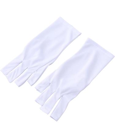 DRESSOOS 1 Pair Half-Finger Gloves Anti Uv Glove Cotton Glove Silicone Ear Display Nail Uv Shield Glove Chinese Wooden Pillow White Manicure - Buy Online on GoSupps.com