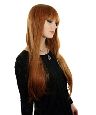 Prettyland Ladies Long Hair Wig with Bangs Straight Orange-Brown Wig C1109 - Buy Online on GoSupps.com