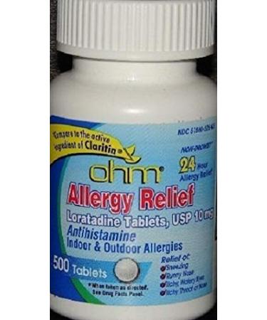 Loratadine USP 10 Mg Antihistamine Allergy Relief Tablets by Ohm - 500 Ea