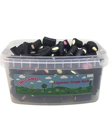 Ellies Jellies Liquorice Cream Rock 808g Rectangle Tub