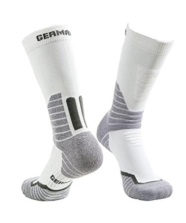 Hiking Work Boot Socks for Men & Women w/Anti-Stress Moisture Wicking Germanium & Coolmax All Season 2 pairs White X-Large