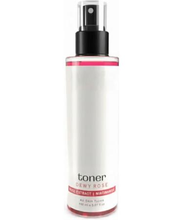 Dewy Rose Toner/Formulated with Rose De Mai Niacinamide & Vitamin B5/ Radiant & Rejuvenated Skin/Pore Tightening Toner (150Ml).