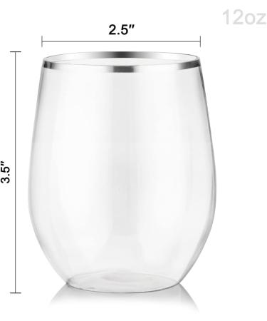 SUT 24 Disposable Stemless Wine Glasses 12oz - Silver Unbreakable & Shatterproof - Ideal for Parties, Weddings & Outdoor Events - BPA-Free - Buy Online on GoSupps.com