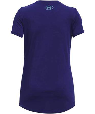 Under Armour Girls' Tech Twist Workmark Short Sleeve Crew - Sonar Blue/Nebula Purple/Baja Blue (Medium) - Buy Online on GoSupps.com