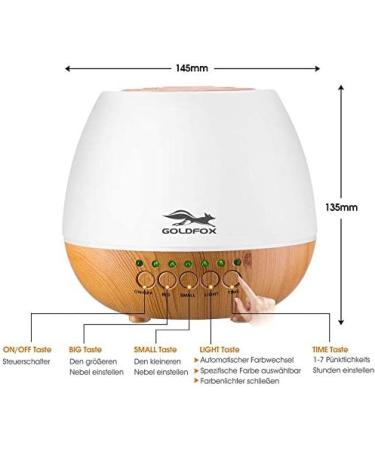 Aroma Diffuser 400ml | Goldfox Ultrasound Humidifier & Fragrance Lamp | 7-Color LED Night Light for Office Yoga Spa & More - Buy Online on GoSupps.com