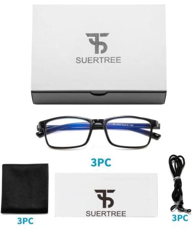 Suertree 3 Pack Blue Light Filter Reading Glasses for Men & Women | 2.5X Visual Aid Eyewear - Buy Online on GoSupps.com
