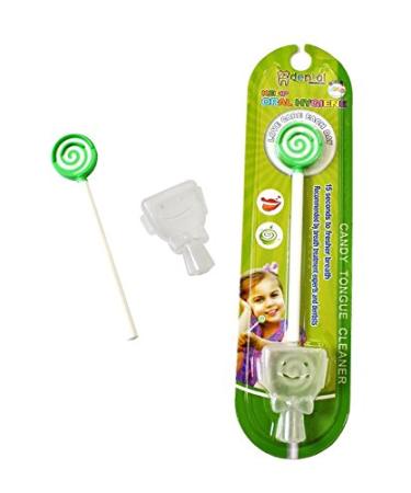 Kids Tongue Scraper or Cleaner Set  BPA-Free Plastic Dental Scrapers Helps Freshen Bad Breath, Remove Gunk  Multicolored with Easy-to-Grasp Handles and Brush Covers by 55Dental, Ages 2+ (Green)