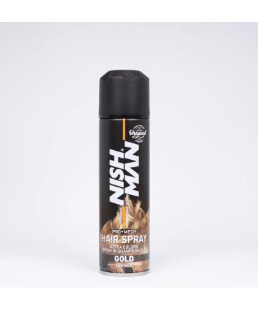 Nish Man Temporary Hair Colour - Nishman Unisex Pro Mech Hair Styling Colour Spray - ultimate coloured hair spray wash out kids & adults (Gold) - Buy Online on GoSupps.com