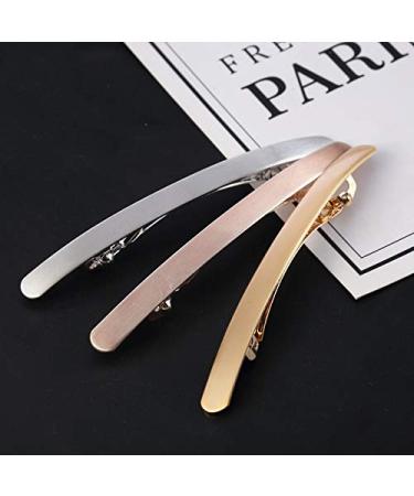Rose Gold Slim Metal French Barrettes Hair Clips for Styling - Hairdresser Salon Hairpins - Buy Online on GoSupps.com