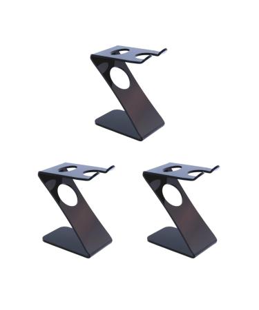 Set of 3 Plastic Z-Shaped Stands for Hairdressing Salon Brush Shaving Tool Black Set of 3 (Black)