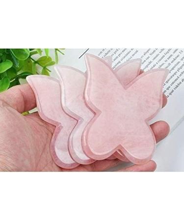 Butterfly Shape Pink Massage Tools - Rose Quartz Jade Roller & Gua Sha Board for Facial Lifting and Relaxation - Buy Online on GoSupps.com