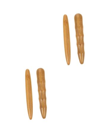 Gleavi face 4 pieces acupressure rod Handing tools Massage devices for feet scalp massager reflex zone massage tools guasha massage tab manual massage bars wood 11.5x1.5cmx2pcs light brownx2st
