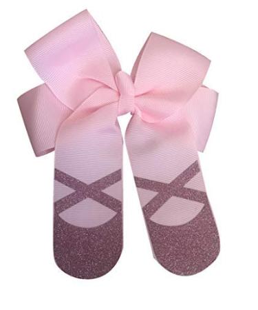 Dance Hair Bow  Pink Glitter Ballet Hair Accessories- Dance Elastics for Dance Recitals  Birthday or Just Because