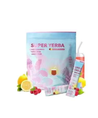 Super Yerba Magic Yerba Mate Instant Tea Powder Raspberry Lemonade Tea Powder Support For Focus And Gut Health 30 Packets 1 pcs