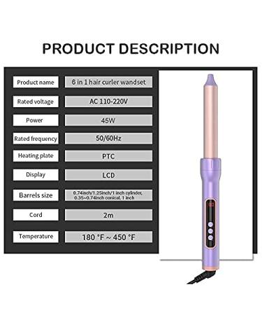 6 in 1 Interchangeable Ceramic Curling Iron Set | Hair Straightener Brush | Instant Heat & Auto Shut Off | Dual Voltage Wand with Adjustable Temperature & Glove - Buy Online on GoSupps.com