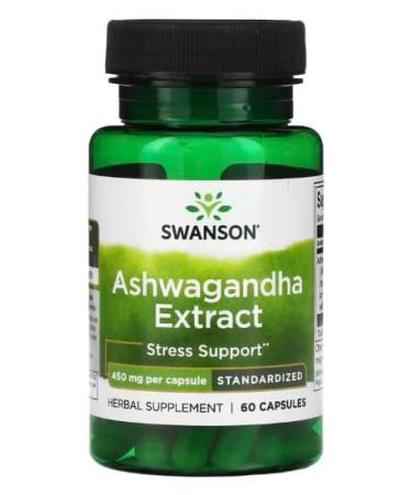 Swanson Ashwagandha Extract 450mg - 60 Capsules | Anti-Stress and Natural Adaptogen Supplement for Hormone Balance and Mental Wellness