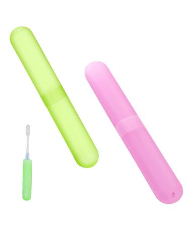 CCLKHY 2 pieces of toothbrush case toothbrush box toothbrush head protective cover toothbrush container portable toothbrush cover suitable for travel family pink and green - Buy Online on GoSupps.com