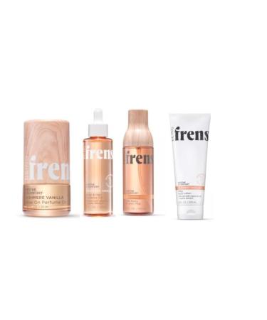 Being Frenshe CASHMERE VANILLA 4 Pack Hair & Body Mist Glow On Roll On Fragrance Radiance Oil & Hydrating Lotion (4 Piece Set)
