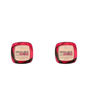 L'Or al Paris Infallible 24H Fresh Wear Foundation in a Powder Full-coverage Longwear Weightless Smooth Finish Water-proof and Transfer-proof 20 Ivory (Pack of 2) 020 - Ivory 9 g (Pack of 2)