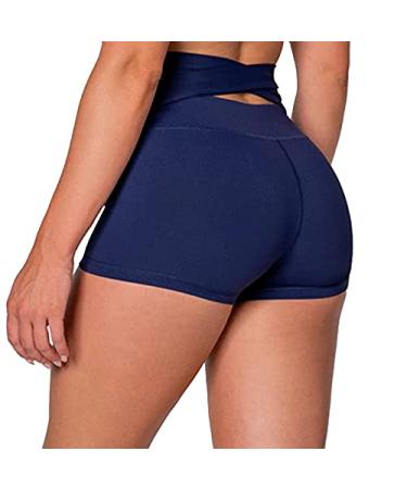 YUHAOTIN Baggy Running Hip Color Waist Shorts Women's Exercise High Yoga Yoga Pants 4th of july womens wide leg pants casual Z-30330-1-blue Small