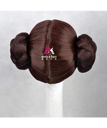 Leia Organa Solo Princess Brown Short Synthetic Hair Cosplay Wig with Buns | Heat Resistant Fiber & Wig Cap - Buy Online on GoSupps.com