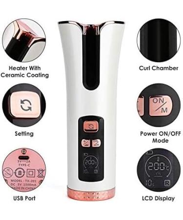 Buy Cordless Automatic Hair Curler - USB Charging Wireless Curling Iron with LCD Screen for Easy Curls & Waves - Buy Online on GoSupps.com