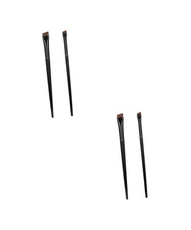 Baluue 6 Sets Eyeliner Brush Makeup Brush Multifunctional Eyebrow Brush Ear Wood Black