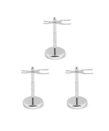 NeaxgeandX Stainless Steel Shaving Brush Stand Fashion Lightweight Silver Durable Shaving Brush Holder for Men 3 Pack Set (Style 1)
