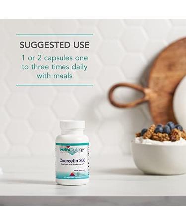 NutriCology Quercetin 300 - Supports Mast Cell and Histamine Response - Includes Vitamin C - Delivers 300 mg Quercetin Per Capsule - Vegetarian & Hypoallergenic - 30 Servings - 60 Capsules - Buy Online on GoSupps.com