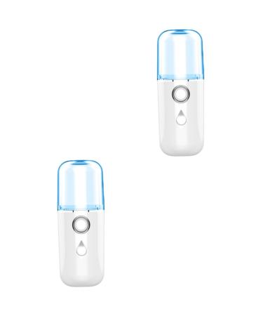 Healeved 2pcs Nano Water Replenishing Instrument Handy Face Sprayer Mini Face Steamer Hydrator White Plastic