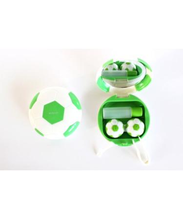 Contact lens case storage container case set mirror motif football green NEW
