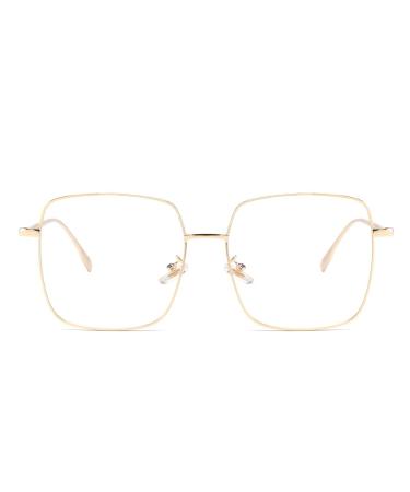 Dollger blue light filter glasses Blue Light Blasses Women without sealing thickness glasses blue light filter for PC TV gaming & cell phone metal frame B Golden