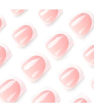 French Tip Stick on Nails - 24pcs Pink Extra Short Square with White Tips - Buy Online on GoSupps.com